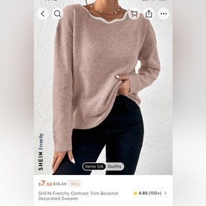 Dusty Pink Scalloped Sweater from SheIn